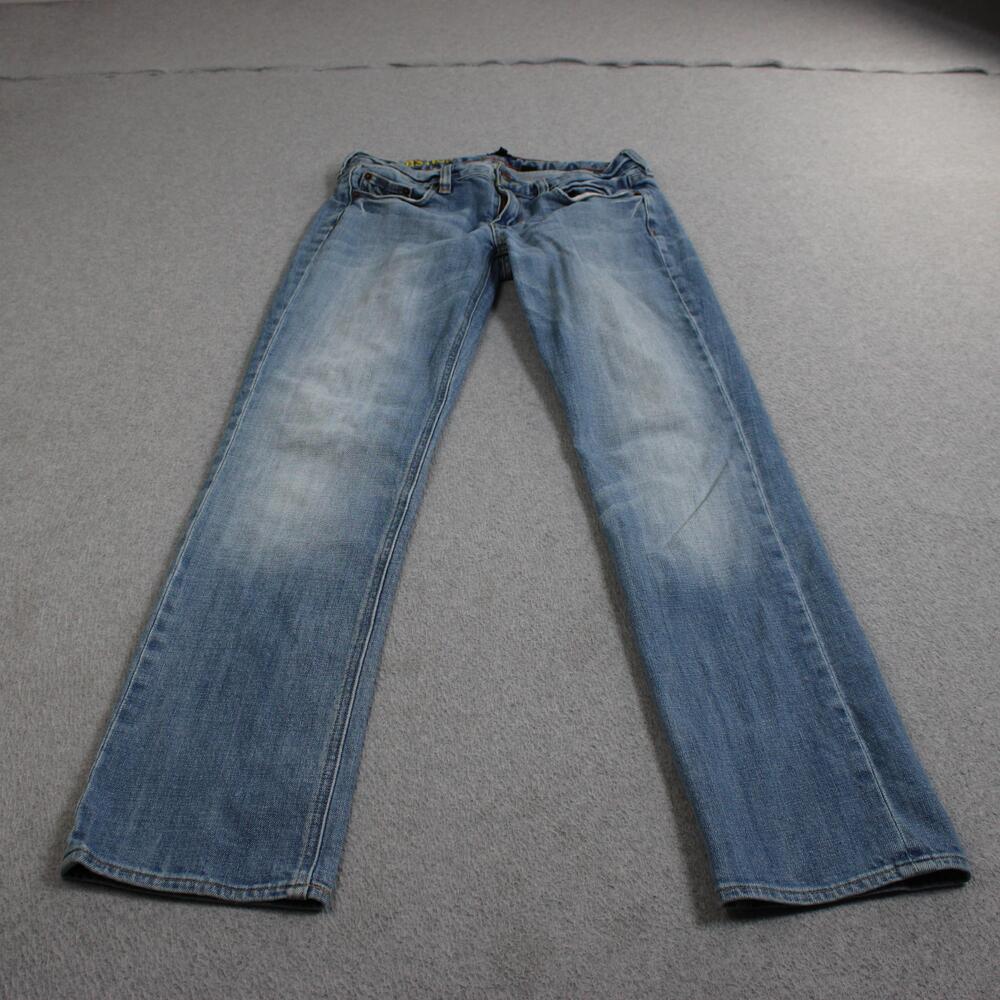 J Crew Jeans Women 29R Blue Light Wash Slim Straight Stretch Denim Distressed